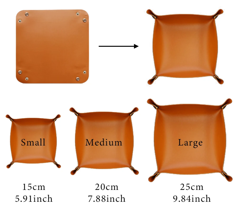 Leather Tray Foldable Table Catchall Storage Box Jewelry Key Coin Desk Top Organizer Entryway Nightstand Home Office Decoration