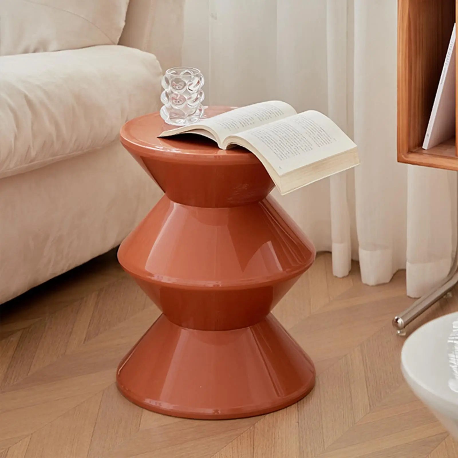Nordic Ins Style Creative Hourglass Home Stool 3 Tire Small Low Plastic Round Stool For Household Office Living Room Shoe Change