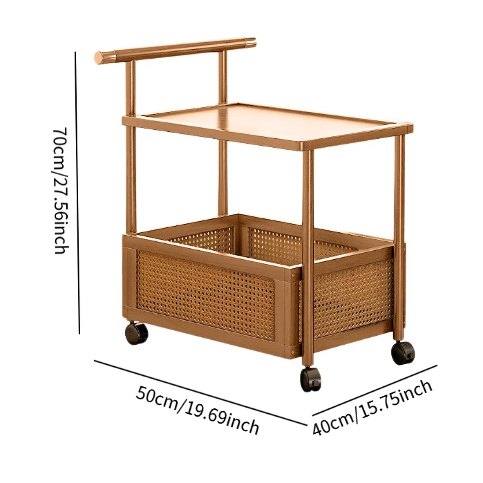 Movable Retro Trolley Sofa Side Several Living Room Home Coffee Table Side Cabinet Bedroom Bedside Bed Rattan Shelf Sofa Side