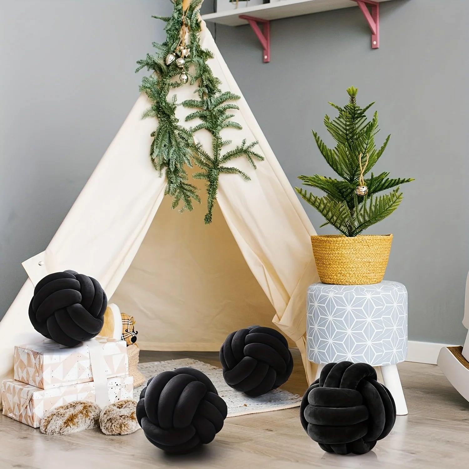 Art Deco Striped Knot Pillow