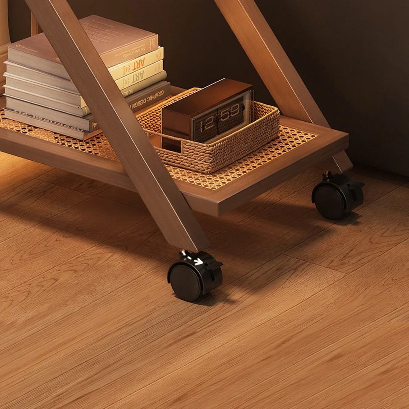 Foldable Bedside Table Storage Rack Multi-Layer Coffee Table Storage Sofa Bookcase Floor-Standing Bedroom Snacks Push Cart