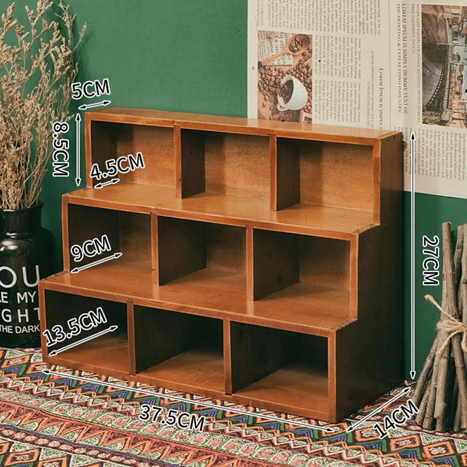 Wood Display Stand Product Stand Multilayer Reveal Frame Wooden Display Riser Shelf Mug Holder Rack for Figures Decoration