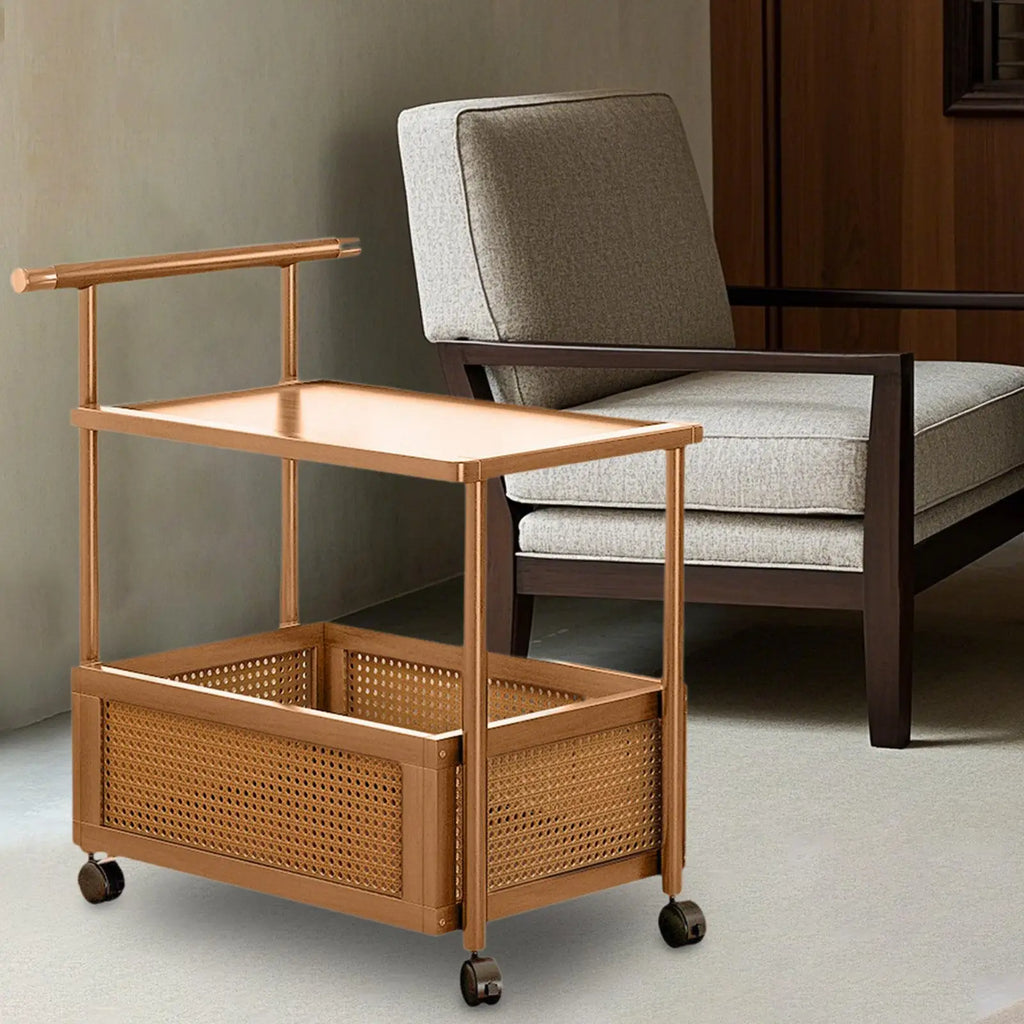 Movable Retro Trolley Sofa Side Several Living Room Home Coffee Table Side Cabinet Bedroom Bedside Bed Rattan Shelf Sofa Side