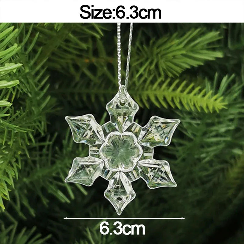 5pcs 2026 Christmas Decoration Crystal Acrylic Ornament Snowflake Elk Snowman Bow Christmas Tree Hanging Pendant New Year Kerst