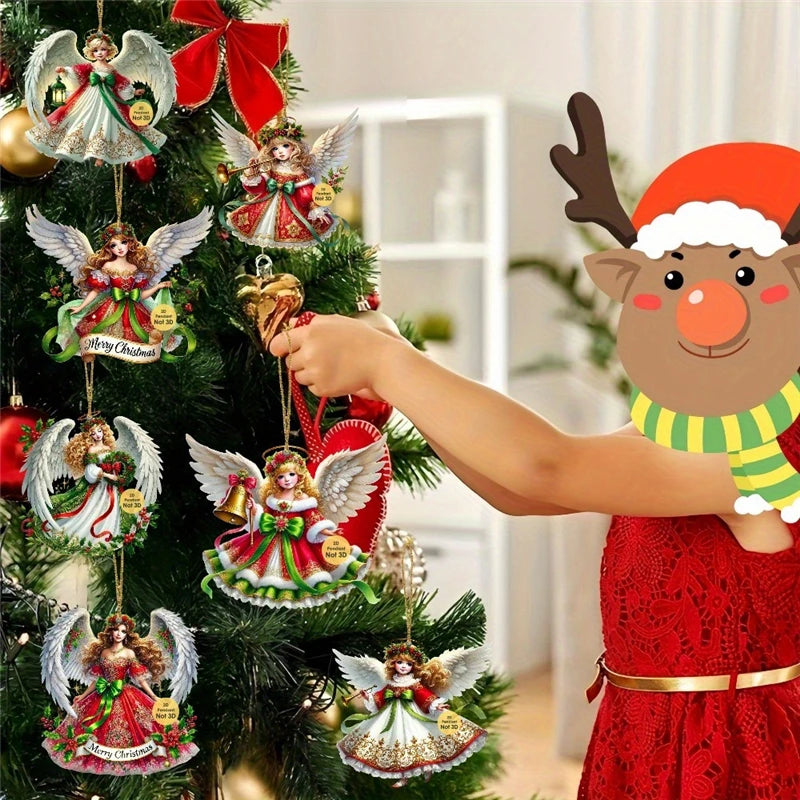 Angel Wooden Pendant Xmas Hanging Ornament