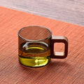 1pcs Heat-resistant Glass Tea Cup With Walnut Handle 120ml Mini Espresso Cup Set Ground Coffee Mug Glasses Brewing Teaware