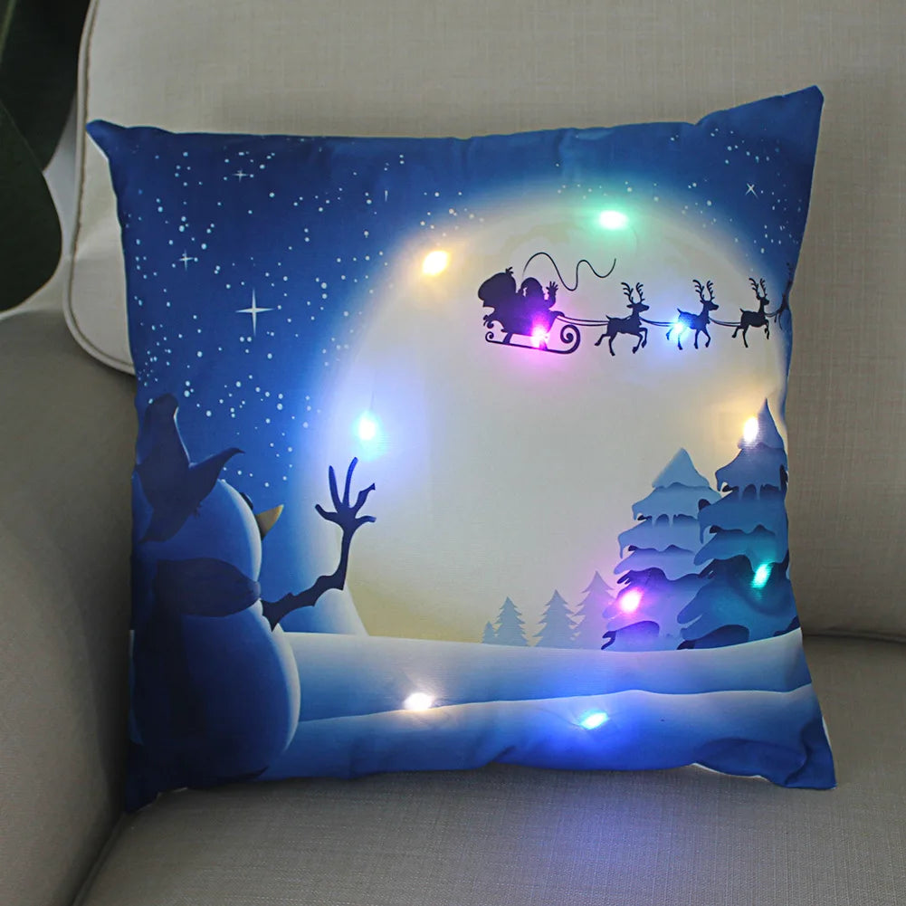 Christmas Decoration LED Pillowcase 45cm Pillow Cushion Cover with Lights New Year Decor Christmas Decorations for Home