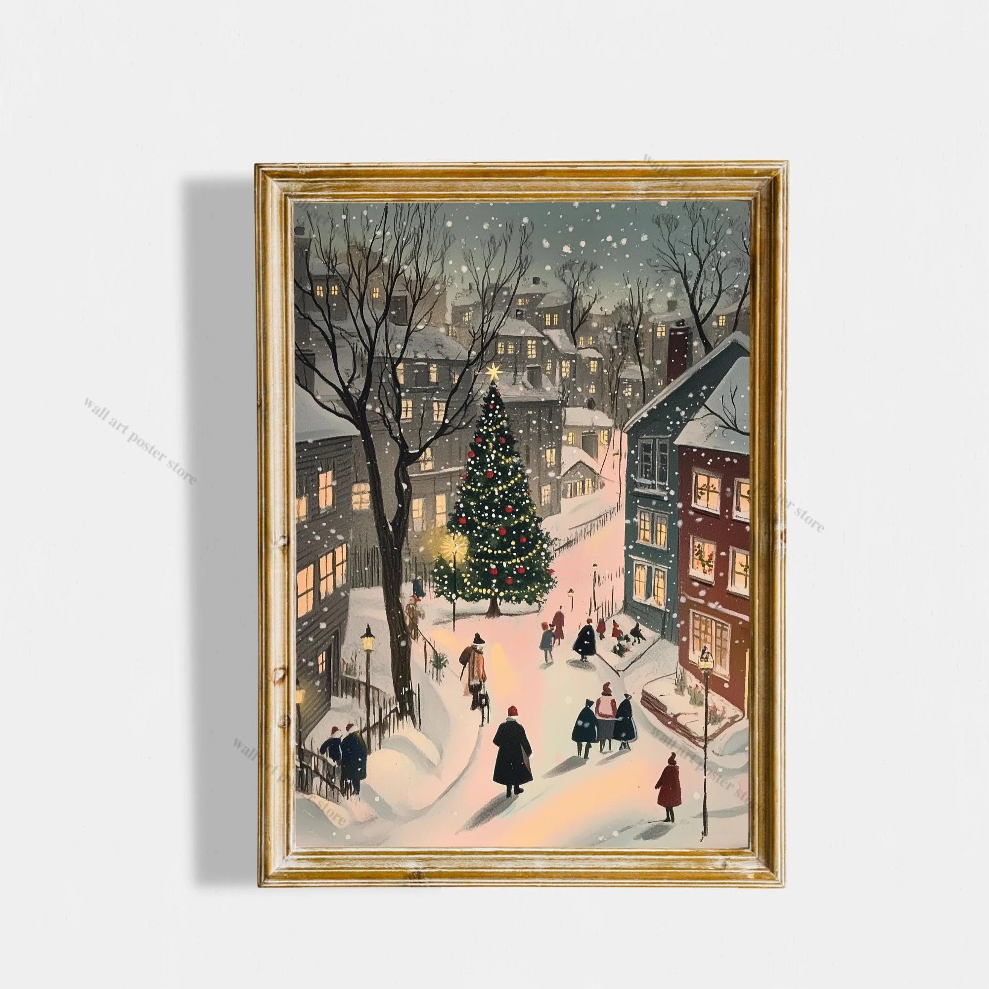 Winter Town Holiday Printable Wall Art