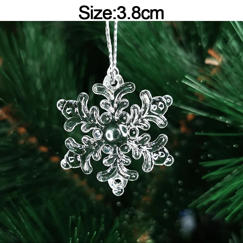5pcs 2026 Christmas Decoration Crystal Acrylic Ornament Snowflake Elk Snowman Bow Christmas Tree Hanging Pendant New Year Kerst
