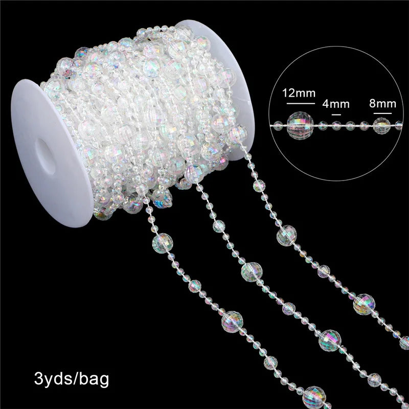 2025 Christmas Decoration Bead String Clear Colored Round Diamond Scale Shape Bead String For Wedding Valentine's Thanksgiving