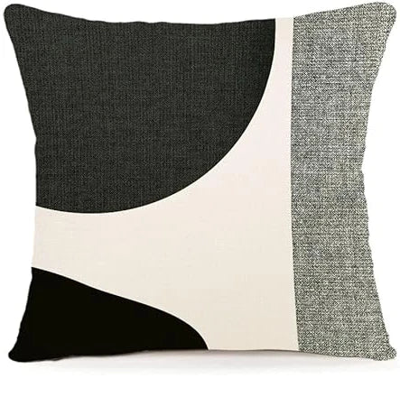 Black Geometric Pattern Pillow Case Home Decor Suitable for Office Sofa Cushion Living Room Garden Car Cushion Cover