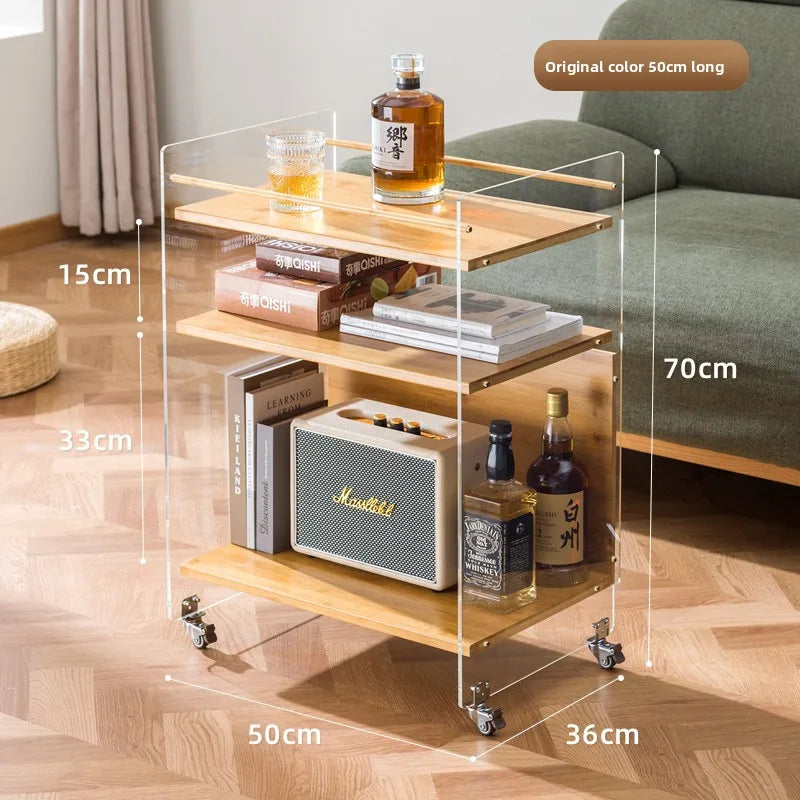 Creative sofa side table bedside shelf trolley simple ins movable small apartment coffee table