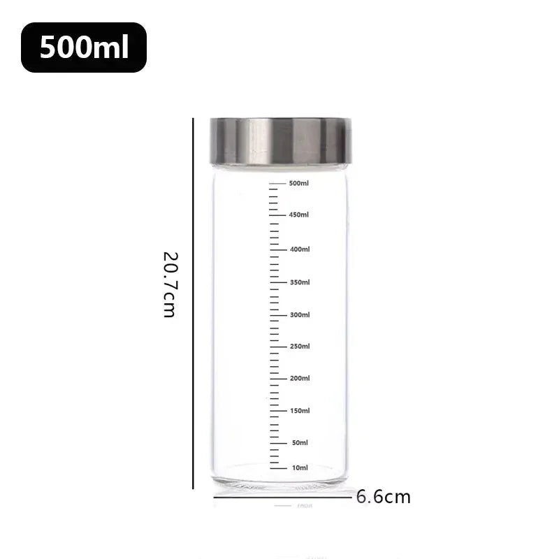 Glass Storage Jar with Lid and Scale