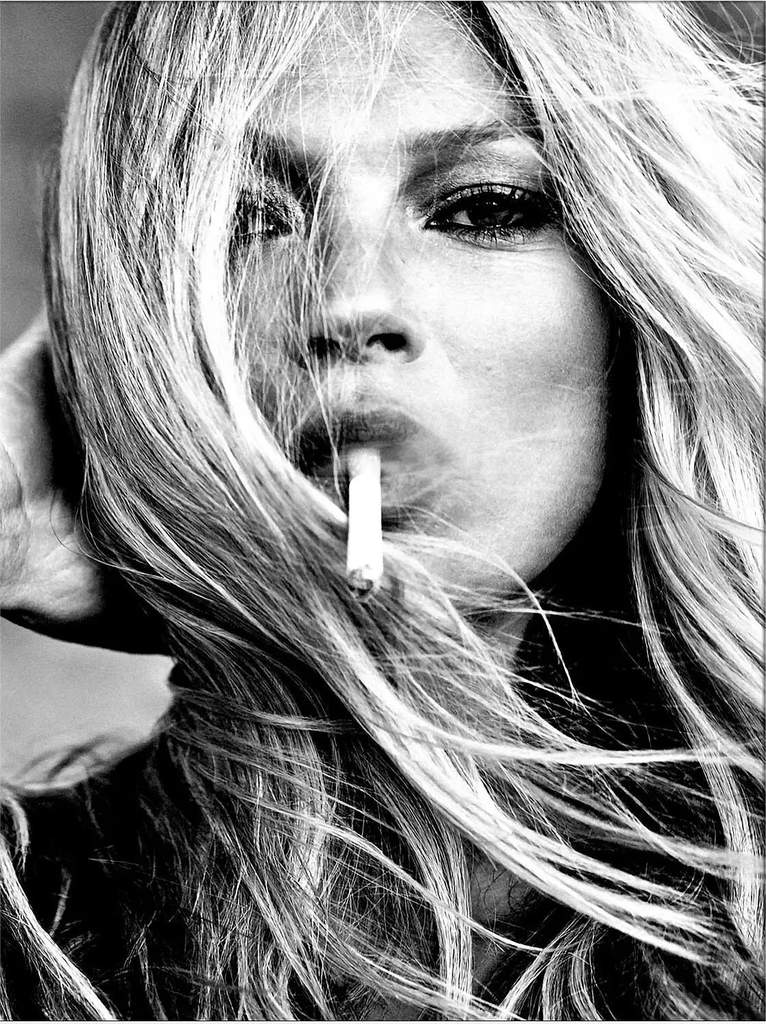 Kate Moss Black & White Portrait Wall Art