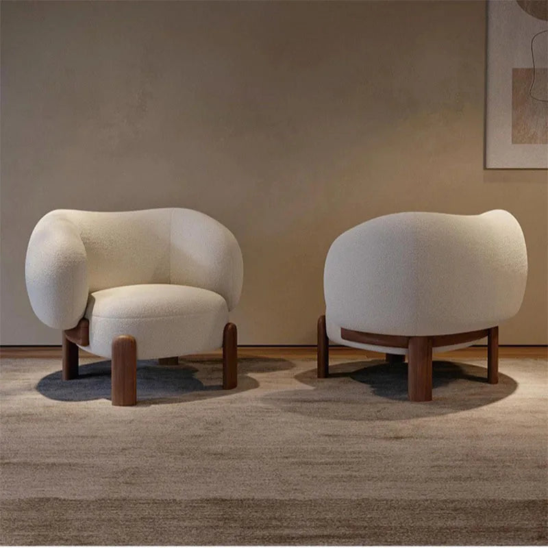 Single Sofa Chair for Living Room Furniture Upholstered Accent Chair Lambswool Fabric Lounge Chair Bedroom & Apartment Use
