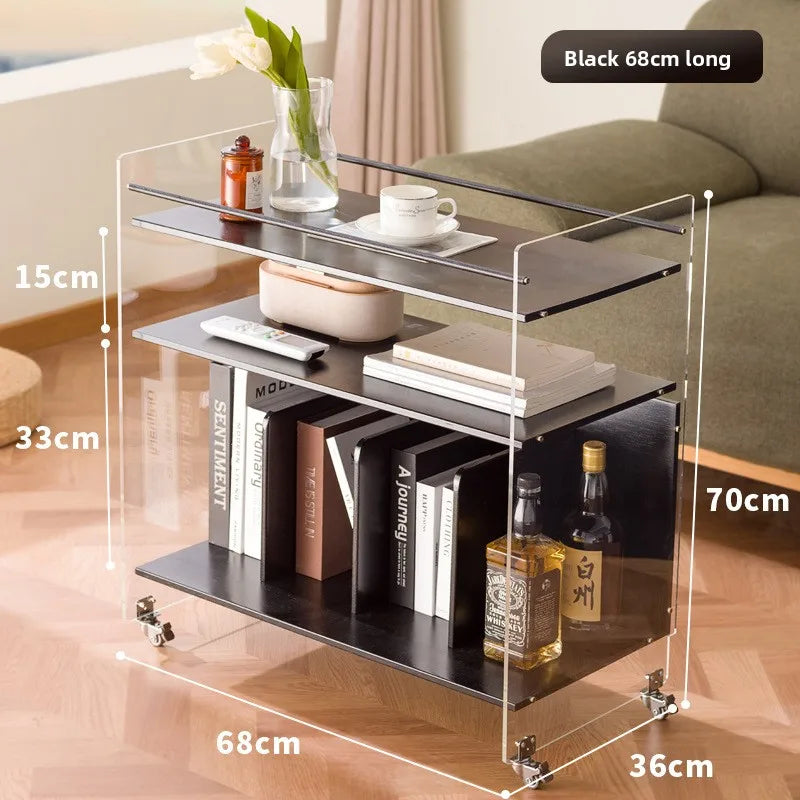 Creative sofa side table bedside shelf trolley simple ins movable small apartment coffee table