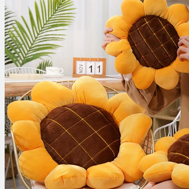 Office Sunflower Plush Cushion Pillow Living Room Sofa Headboard Plush Decorative Pad Car Sunflower Car Seat Plush Back Cushion