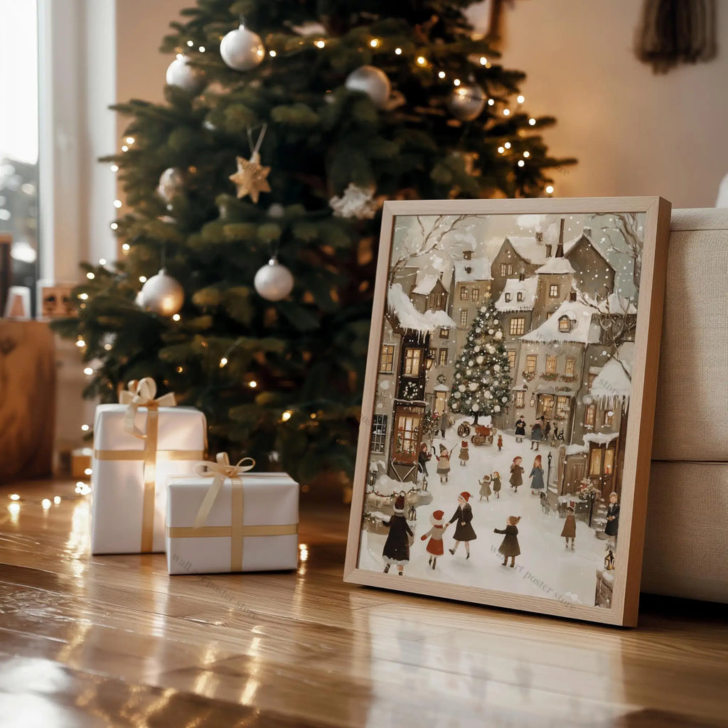 Winter Town Holiday Printable Wall Art
