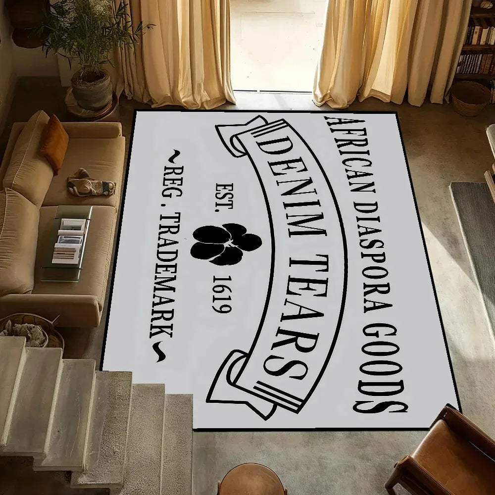 Small T-Tears Carpet Anti-Slip Kitchen Bedroom Fashion D-Denim Handmade Tufted Rug Luxury Living Room Entrance Decoration