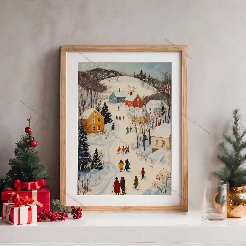 Winter Town Holiday Printable Wall Art