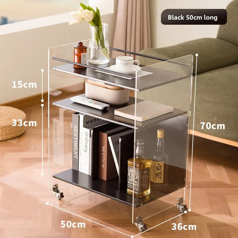 Creative sofa side table bedside shelf trolley simple ins movable small apartment coffee table