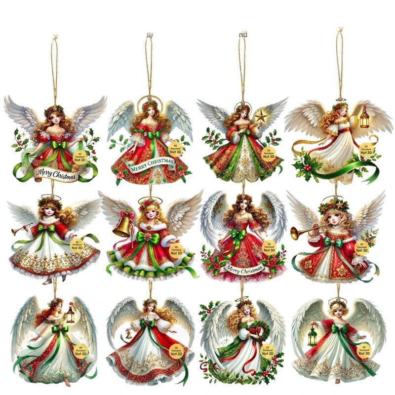 Angel Wooden Pendant Xmas Hanging Ornament