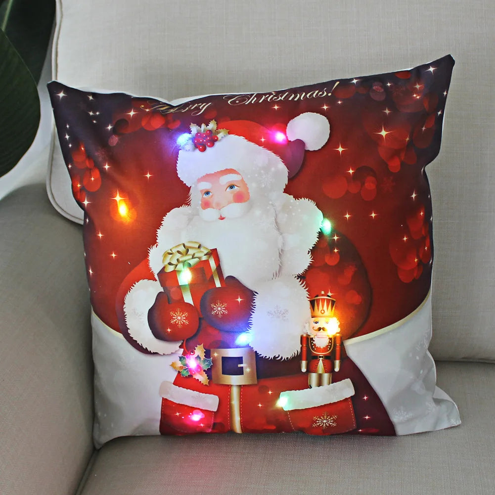 Christmas Decoration LED Pillowcase 45cm Pillow Cushion Cover with Lights New Year Decor Christmas Decorations for Home