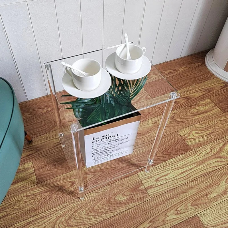 Acrylic living room side table wholesale plexiglass display stand high transparent office coffee table