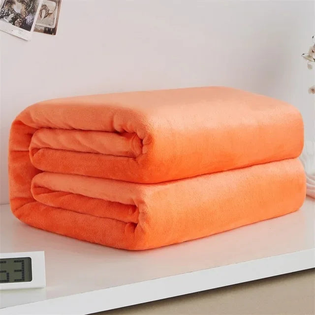 Coral Fleece Flannel Blankets For Beds 230gsm Solid Color Soft Warm Mink Throw Thin Bedspread Sofa Cover Faux Fur Plaid Blanket