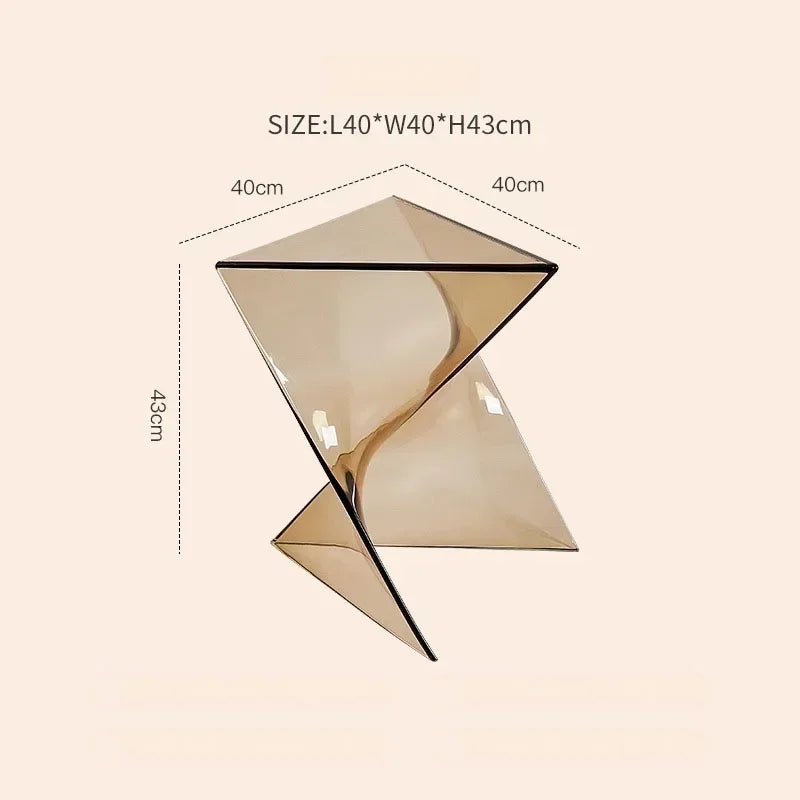 Transparent Geometric Coffee Table, Minimalist Designer Corner Table, Acrylic Sofa, Living Room