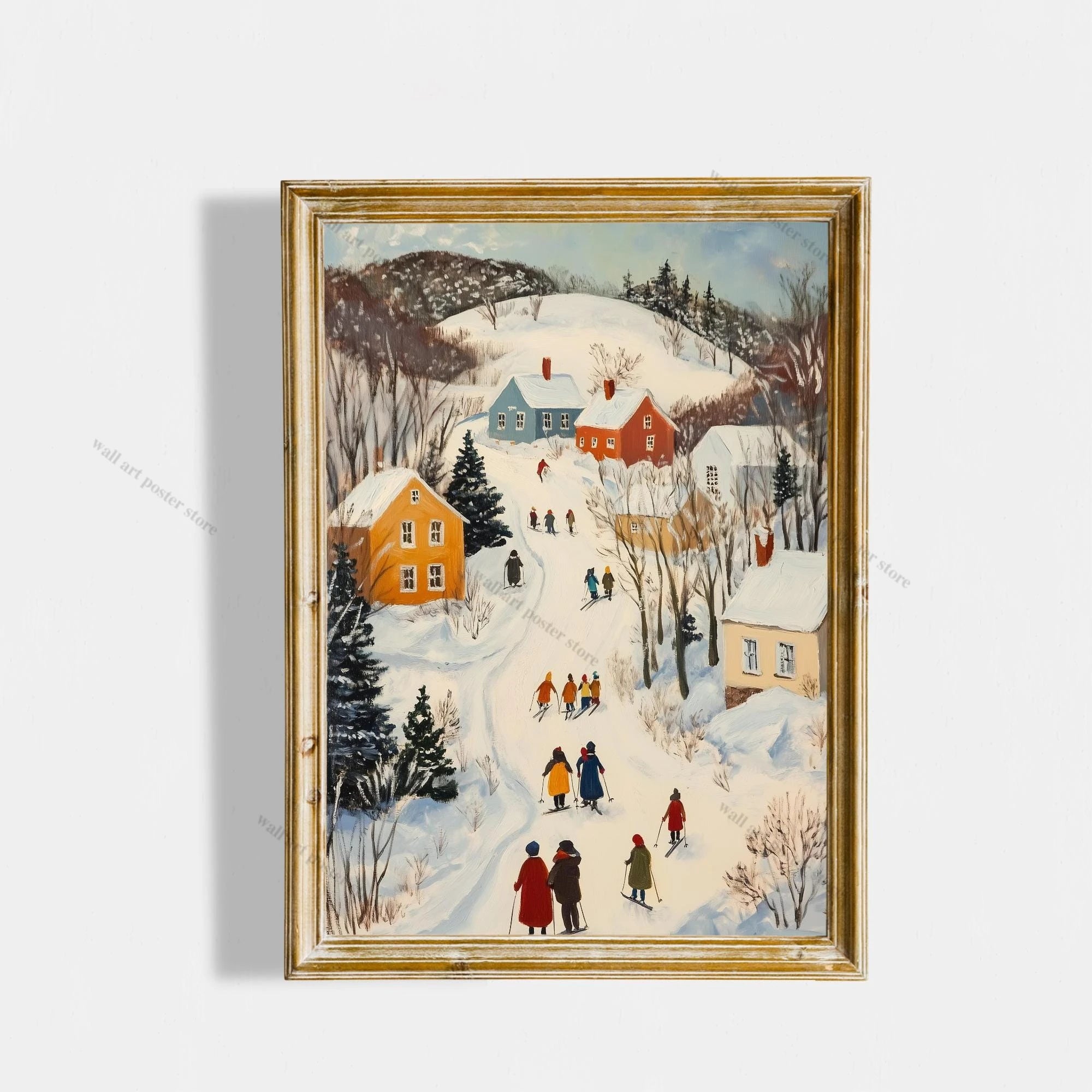 Winter Town Holiday Printable Wall Art