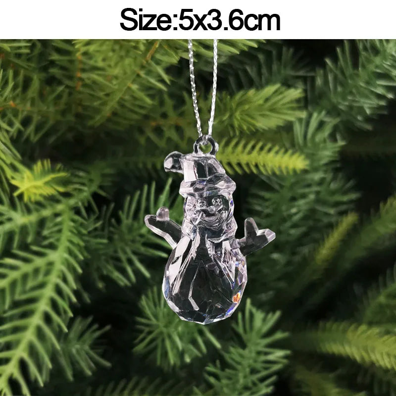 5pcs 2026 Christmas Decoration Crystal Acrylic Ornament Snowflake Elk Snowman Bow Christmas Tree Hanging Pendant New Year Kerst