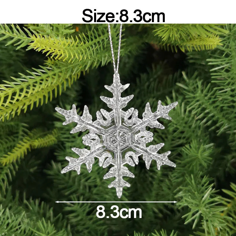 5pcs 2026 Christmas Decoration Crystal Acrylic Ornament Snowflake Elk Snowman Bow Christmas Tree Hanging Pendant New Year Kerst