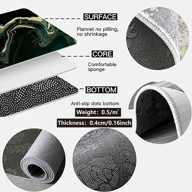 VIKAMA Gaming Under The Table Carpet Geometric Gray Non Slip Modern Minimalist Household Carpet Home Decoration