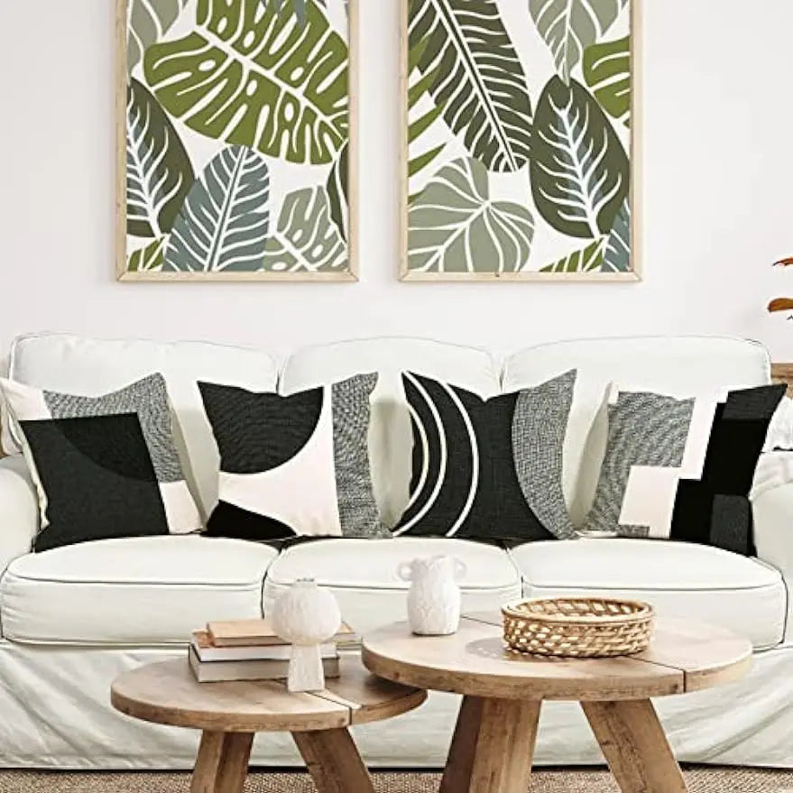 Black Geometric Pattern Pillow Case Home Decor Suitable for Office Sofa Cushion Living Room Garden Car Cushion Cover