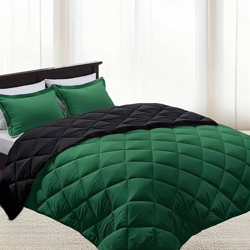 WQSPRING 3pcs Reversible Comforter Set All Season Bedding Set Comforter Pillow Shams Red Black Down Alternative Duvet Insert