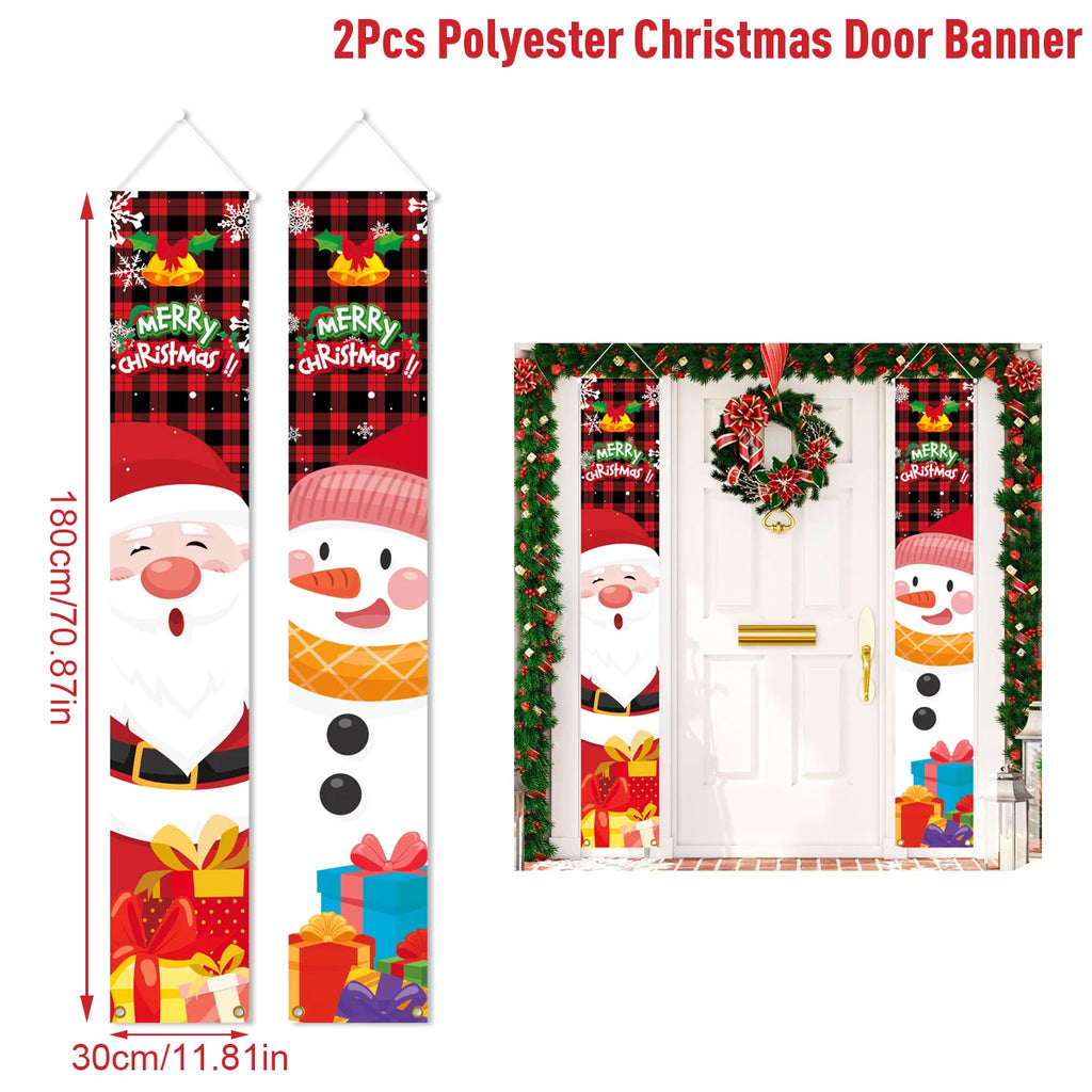 Christmas Hanging Door Banner Merry Christmas Decoration for Home 2025 Xmas Door Decor Navidad Notal Noel Ornament New Year 2026