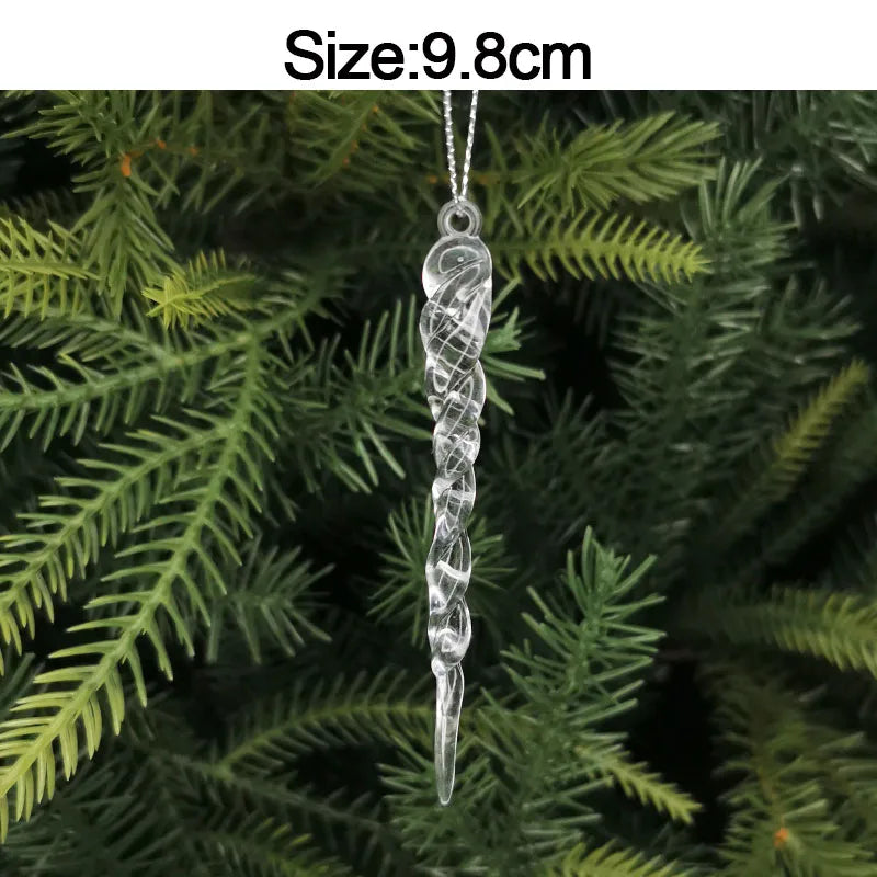 5pcs 2026 Christmas Decoration Crystal Acrylic Ornament Snowflake Elk Snowman Bow Christmas Tree Hanging Pendant New Year Kerst