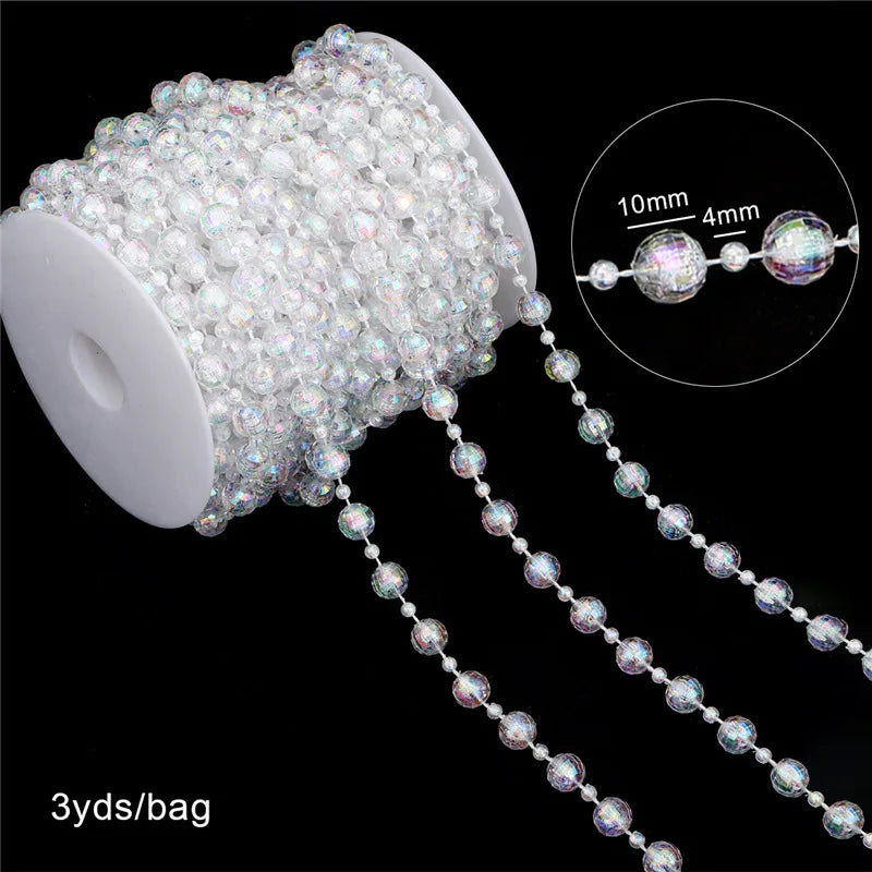 2025 Christmas Decoration Bead String Clear Colored Round Diamond Scale Shape Bead String For Wedding Valentine's Thanksgiving