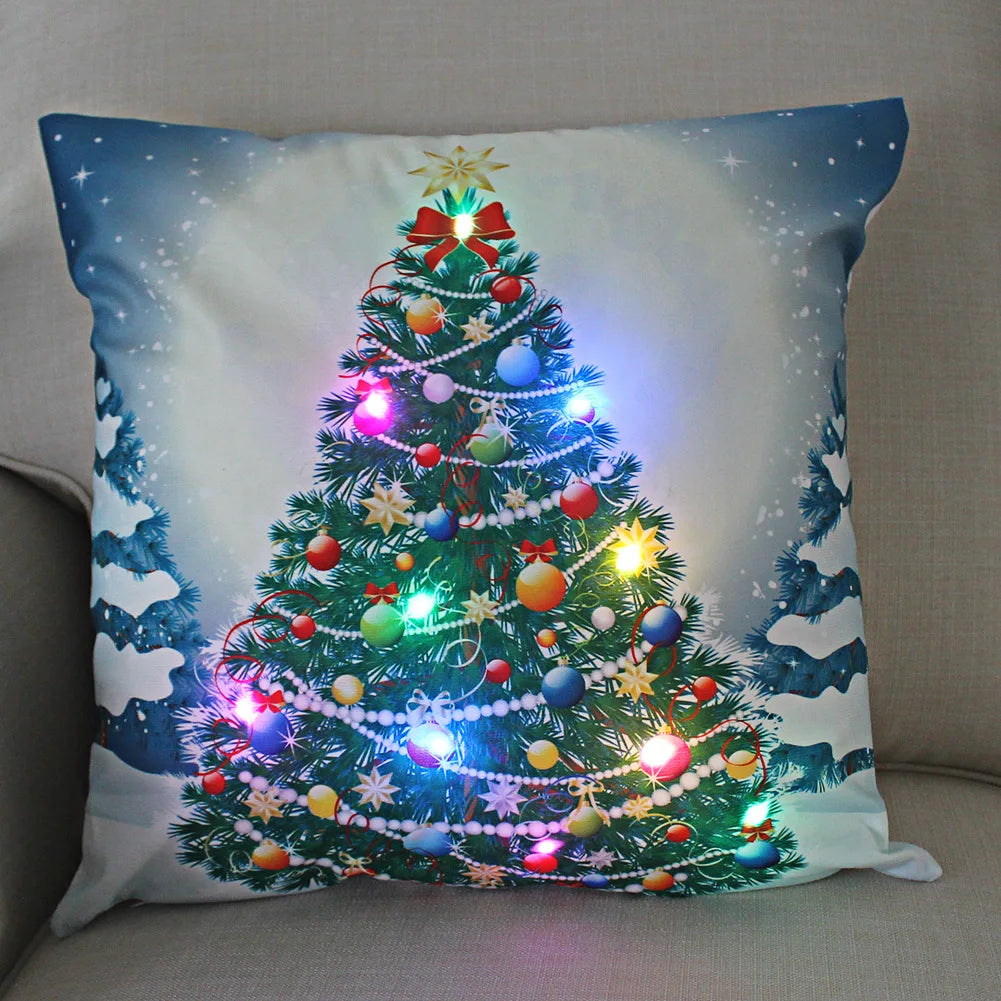 Christmas Decoration LED Pillowcase 45cm Pillow Cushion Cover with Lights New Year Decor Christmas Decorations for Home