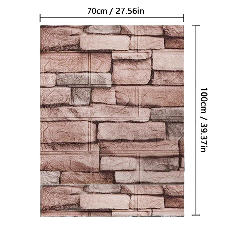 Various 3D Faux Brick Self Adhesive Vinyl Wallpaper Soft Foam Material Wall Stickers for Kitchen Bedroom Living Room Decoration