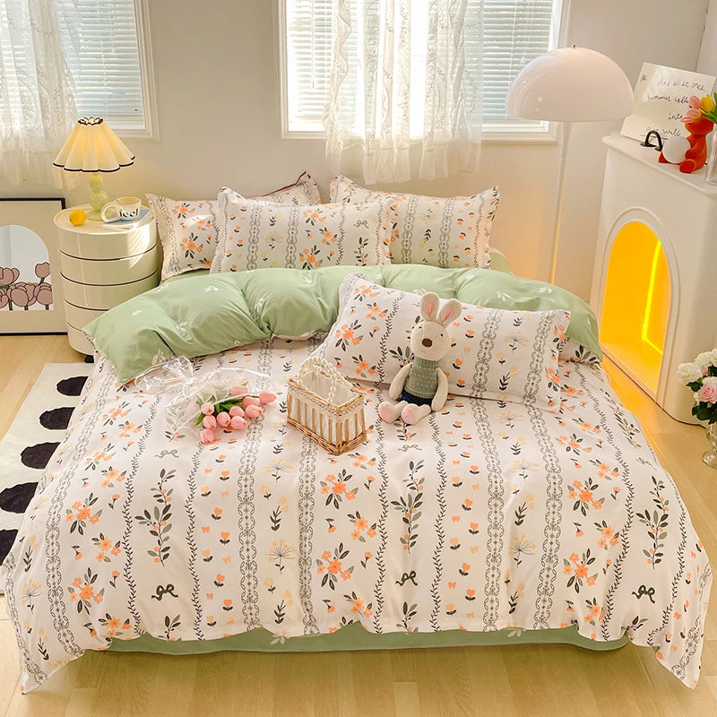 Strawberry Bedding Set Double Sheet Soft 3/4pcs Bed Sheet Set Duvet Cover Queen King Size Comforter Sets For Home For Child