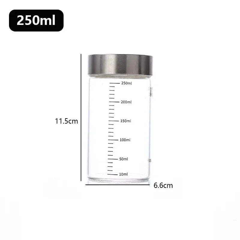 Glass Storage Jar with Lid and Scale