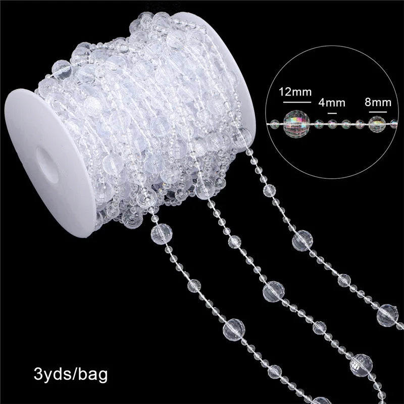 2025 Christmas Decoration Bead String Clear Colored Round Diamond Scale Shape Bead String For Wedding Valentine's Thanksgiving