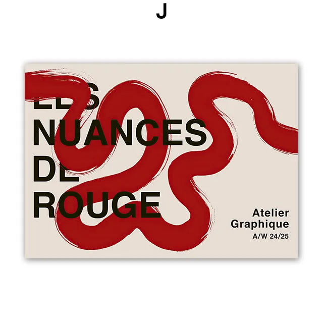 Red Striped Girl Flower Cat Coffee Abstract Posters And Prints Wall Art