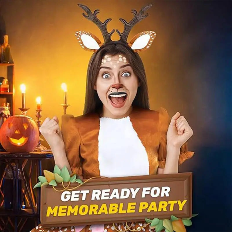 Reindeer Headband Adult Cute Realistic Deer Antlers Headband Animal Ears Headband For Cosplay Deer Costume Christmas Accessories