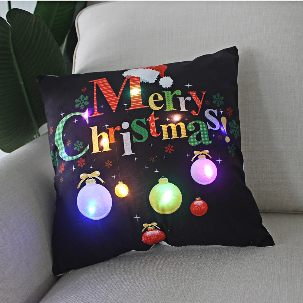 Christmas Decoration LED Pillowcase 45cm Pillow Cushion Cover with Lights New Year Decor Christmas Decorations for Home