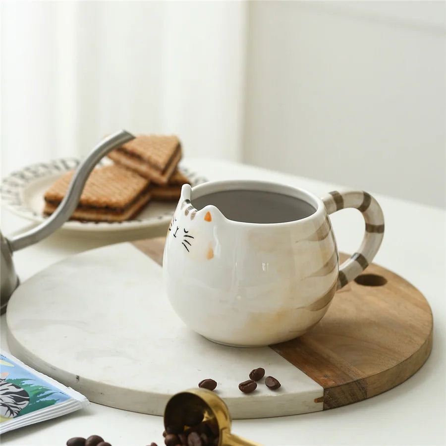 1pc cute ceramic cup, cat shaped mug