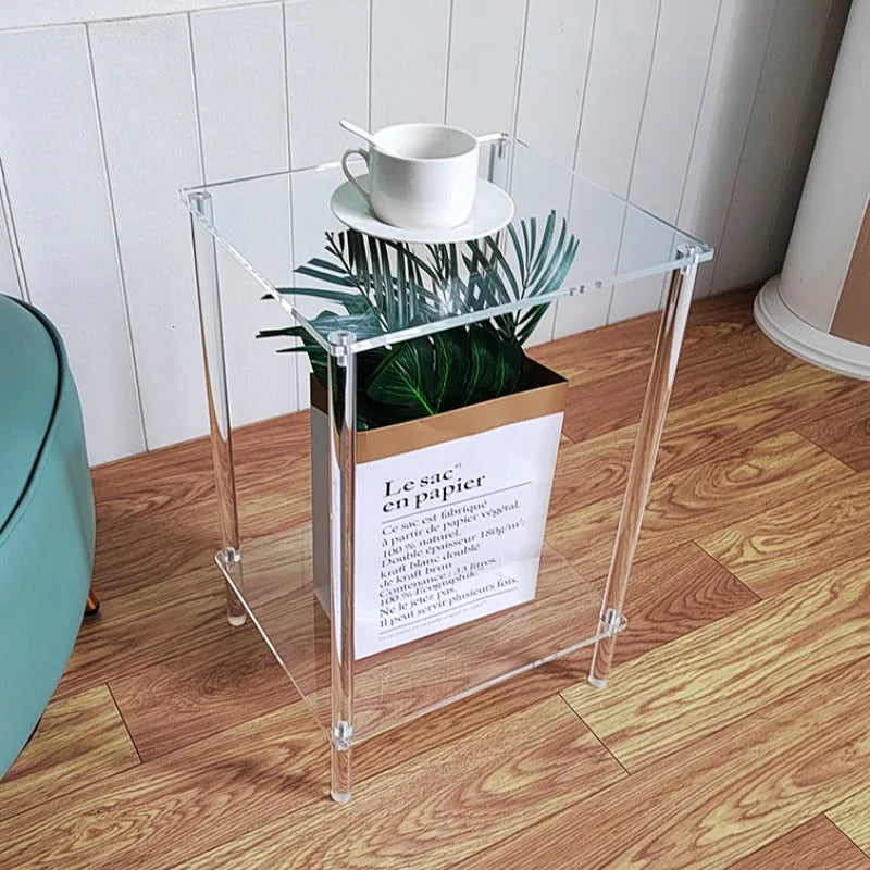Acrylic living room side table wholesale plexiglass display stand high transparent office coffee table