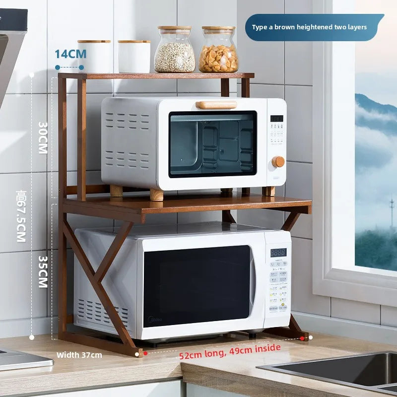 Double-Layer Bamboo Kitchen Shelf